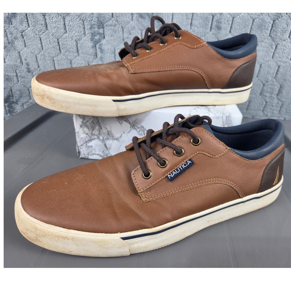 Nautica Currie Mens Brown Navy Casual Lace Up Sneakers Size 11 Low Top Shoes